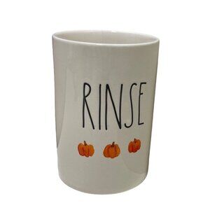 Rae Dunn Ceramic Rinse Cup/ Toothbrush‎ Holder With Pumpkin Design NWOT
